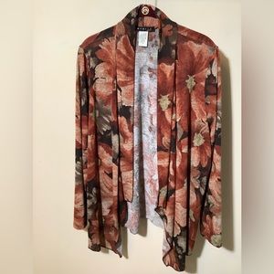 Janeric  Fall jacket with beautiful fall colored flowers long sleeve NWOT  2X